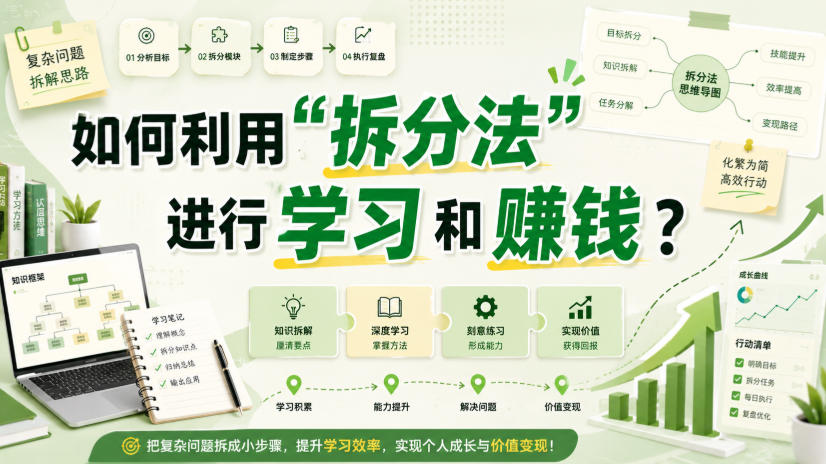 付费文章：如何利用“拆分法”进行学习和賺钱？网赚项目-副业赚钱-互联网创业-资源整合老八网赚资源
