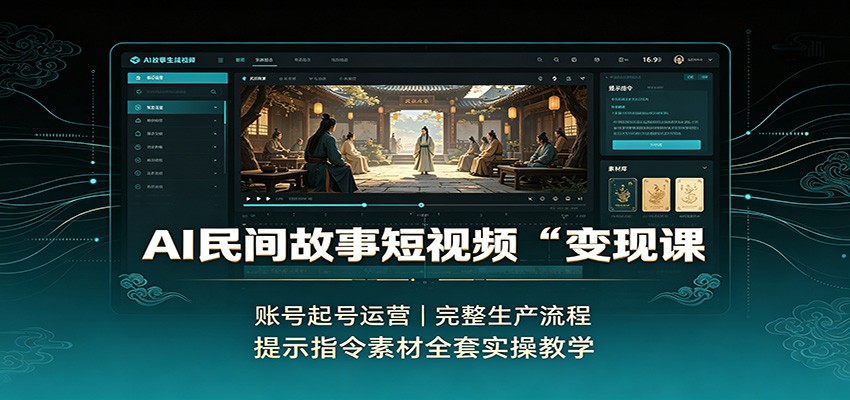 AI民间故事短视频变现课：账号起号运营，完整生产流程，提示指令素材全套实操教学网赚项目-副业赚钱-互联网创业-资源整合老八网赚资源