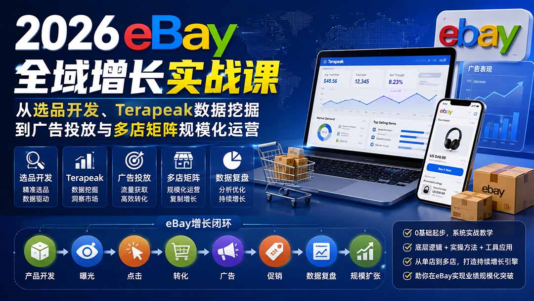d92a06bb80db0a6099e46efa808b6721.jpeg 2026-Vincent eBay全域增长实战课-无水印:从选品开发、Terapeak数据挖掘到广告投放与多店矩阵规模化运营