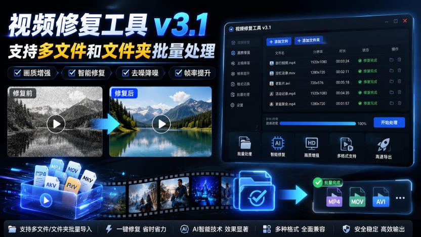 0c76aa2cacfcb0347400bb468aef7362.jpeg 视频修复工具v3.1,支持多文件和文件夹批量处理