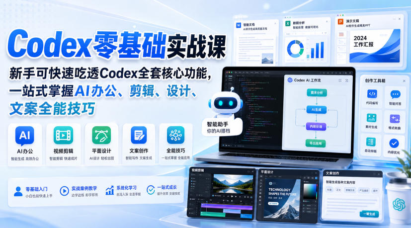 1eb84b57b8a0ffab18fa38ae9930e43e.jpeg Codex零基础实战课,新手可快速吃透Codex全套核心功能,一站式掌握AI办公、剪辑、设计、文案全能技巧