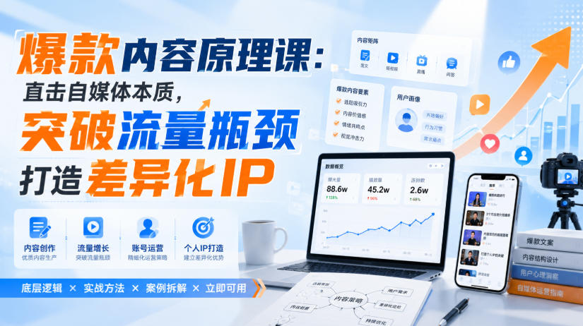 3dc829cff789e0fc6b22915ccfc6f87a.jpeg 爆款内容原理课:直击自媒体本质,突破流量瓶颈打造差异化IP