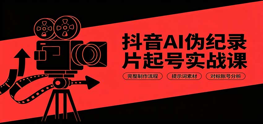 抖音AI伪纪录片起号实战课：完整制作流程，提示词素材，对标账号分析网赚项目-副业赚钱-互联网创业-资源整合老八网赚资源
