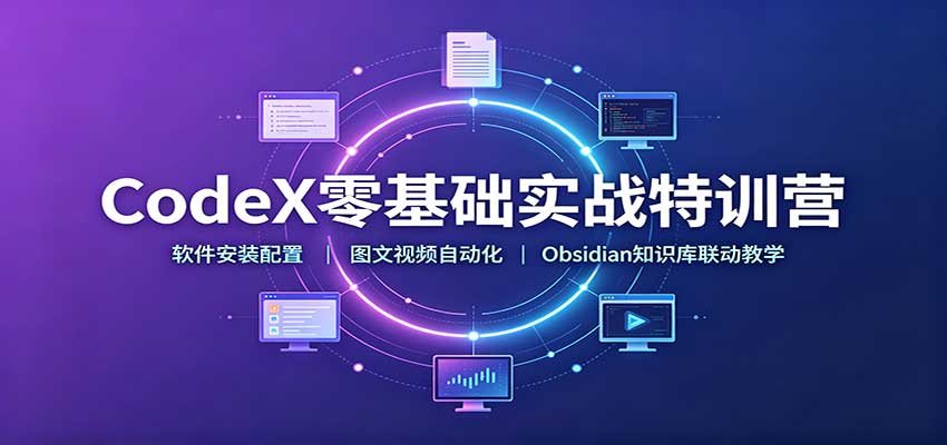 CodeX零基础实战特训营：软件安装配置，图文视频自动化，Obsidian知识库联动教学网赚项目-副业赚钱-互联网创业-资源整合老八网赚资源