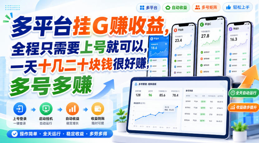 5fb03ca0850f702db0cfd560647fc245.jpeg 多平台挂G賺收益,全程只需要上号就可以,一天十几二十块钱很好賺,多号多賺【揭秘】