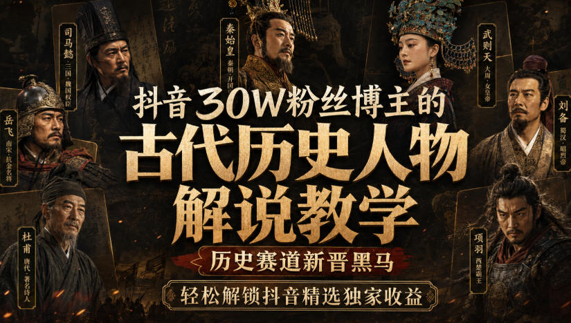 6e55736fece38feb2127e6207f94418f.jpeg 抖音30W粉丝博主的古代历史人物解说教学,历史赛道新晋黑马,轻松解锁抖音精选独家收益