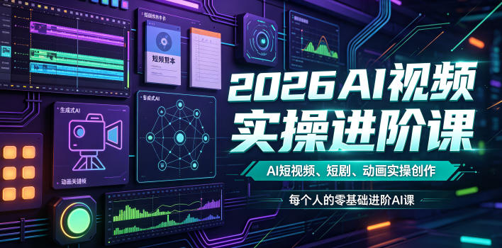 2026AI视频实操进阶课，AI短视频、短剧、动画实操创作，每个人的零基础进阶ai课(更新0825)网赚项目-副业赚钱-互联网创业-资源整合老八网赚资源