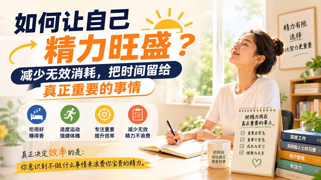 付费文章：如何让自己精力旺盛？减少无效消耗，把时间留给真正重要的事情网赚项目-副业赚钱-互联网创业-资源整合老八网赚资源