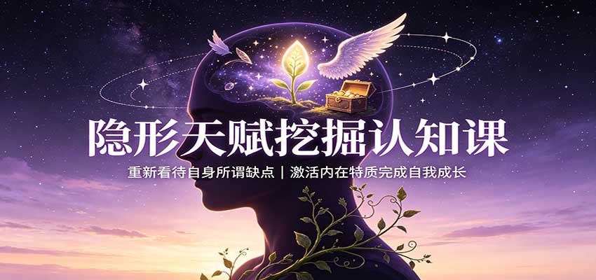 隐形天赋挖掘认知课:重新看待自身所谓缺点,激活内在特质完成自我成长网赚项目-副业赚钱-互联网创业-资源整合老八网赚资源