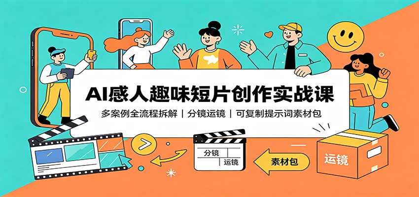 AI感人趣味短片创作实战课：多案例全流程拆解，分镜运镜，可复制提示词素材包网赚项目-副业赚钱-互联网创业-资源整合老八网赚资源