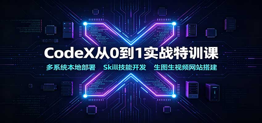 CodeX从0到1实战特训课：多系统本地部署，Skill技能开发，生图生视频网站搭建网赚项目-副业赚钱-互联网创业-资源整合老八网赚资源