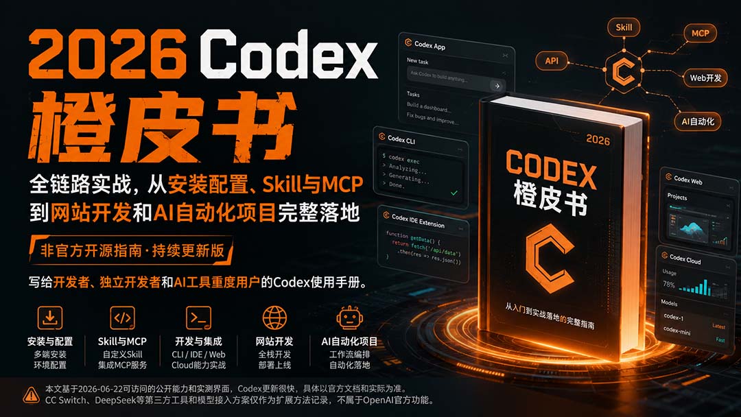 2026Codex橙皮书：全链路实战，从安装配置、Skill与MCP到网站开发和AI自动化项目完整落地网赚项目-副业赚钱-互联网创业-资源整合老八网赚资源