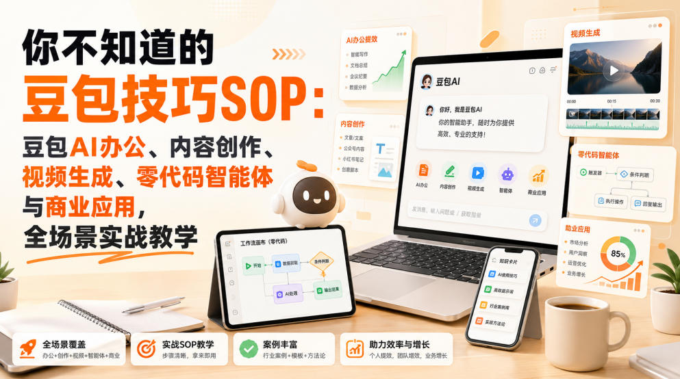 24837352cb93ed0b052ca7b82400d168.jpeg 你不知道的豆包技巧SOP:豆包AI办公、内容创作、视频生成、零代码智能体与商业应用,全场景实战教学