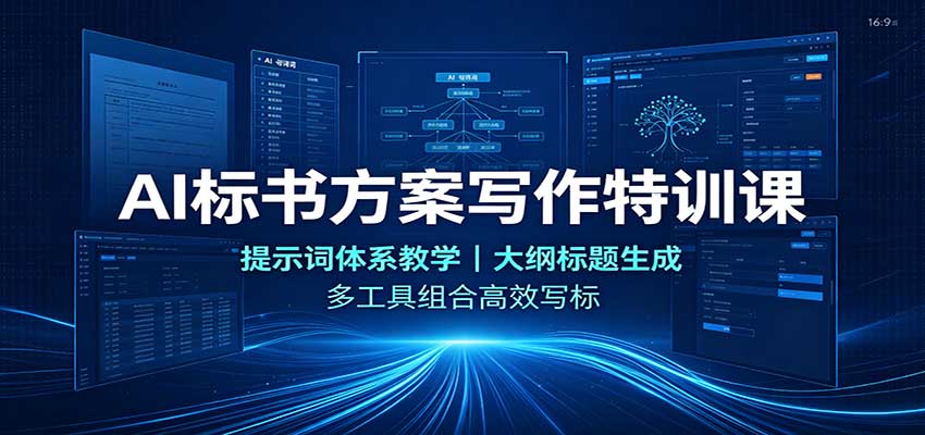AI标书方案写作特训课：提示词体系教学，大纲标题生成，多工具组合高效写标网赚项目-副业赚钱-互联网创业-资源整合老八网赚资源