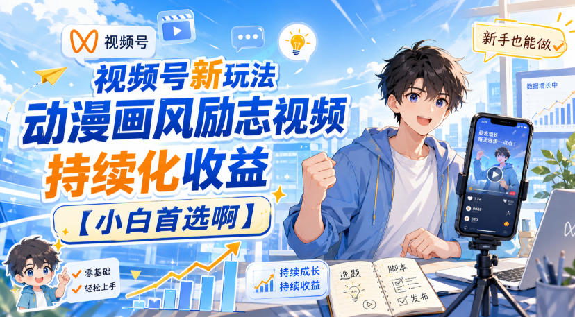 8fa9a64585460f4b6af0911477c98b8d.jpeg 视频号新玩法动漫画风励志视频,持续化收益【小白首选啊】