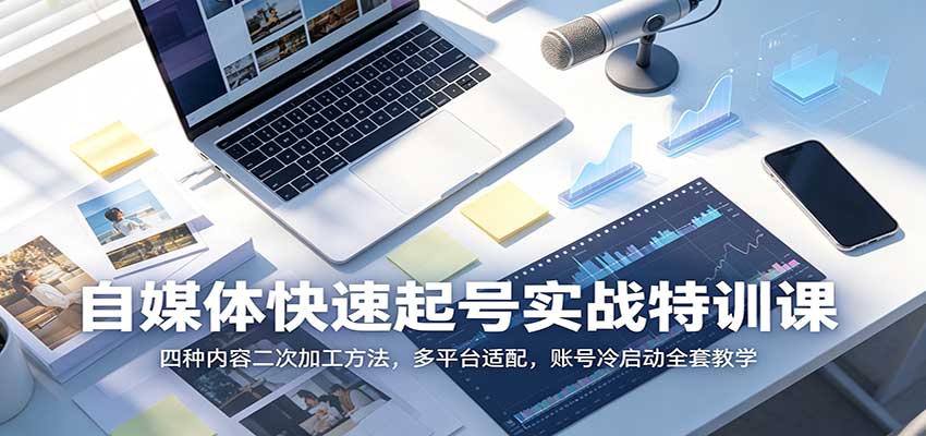 自媒体快速起号实战特训课：四种内容二次加工方法，多平台适配，账号冷启动全套教学网赚项目-副业赚钱-互联网创业-资源整合老八网赚资源