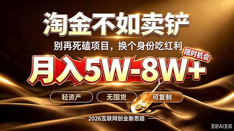 别再傻乎乎埋头跑项目！互联网真正赚钱逻辑：做卖铲人，拒绝当韭菜，逆风翻盘月入5-8W+网赚项目-副业赚钱-互联网创业-资源整合老八网赚资源