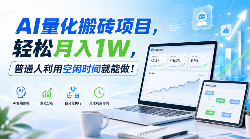 AI量化搬砖项目，轻松月入1W，新手小白也能直接入局！网赚项目-副业赚钱-互联网创业-资源整合老八网赚资源