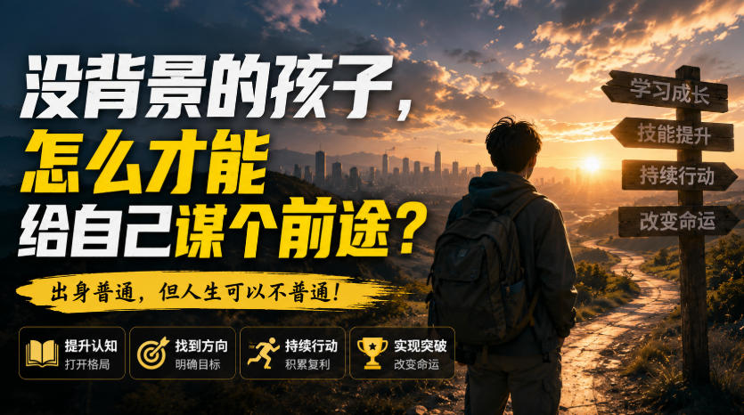 付费文章：没背景的孩子，怎么才能给自己谋个前途？网赚项目-副业赚钱-互联网创业-资源整合老八网赚资源