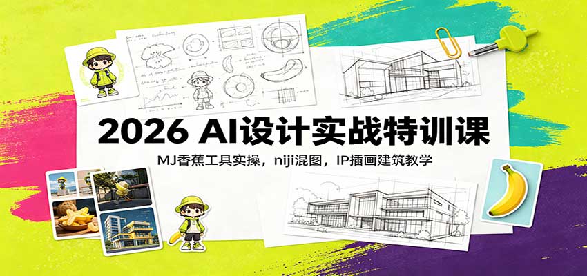 2026 AI设计实战特训课：MJ香蕉工具实操，niji混图，IP插画建筑教学网赚项目-副业赚钱-互联网创业-资源整合老八网赚资源