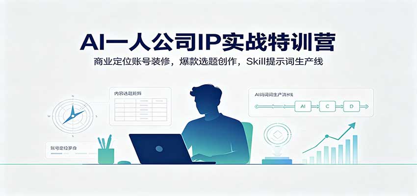 AI一人公司IP实战特训营：商业定位账号装修，爆款选题创作，Skill提示词生产线网赚项目-副业赚钱-互联网创业-资源整合老八网赚资源