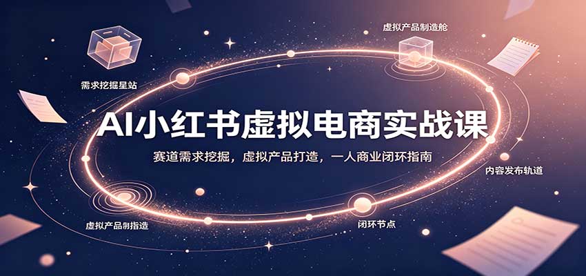 AI小红书虚拟电商实战课：赛道需求挖掘，虚拟产品打造，一人商业闭环指南网赚项目-副业赚钱-互联网创业-资源整合老八网赚资源