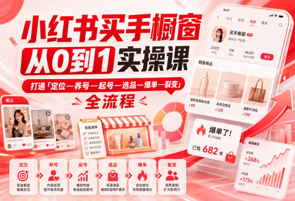 04d6f7ab73b217b9d37118e676956ada.jpeg 小红书买手橱窗从0到1实操课,打通「定位—养号—起号—选品—爆单—裂变」全流程
