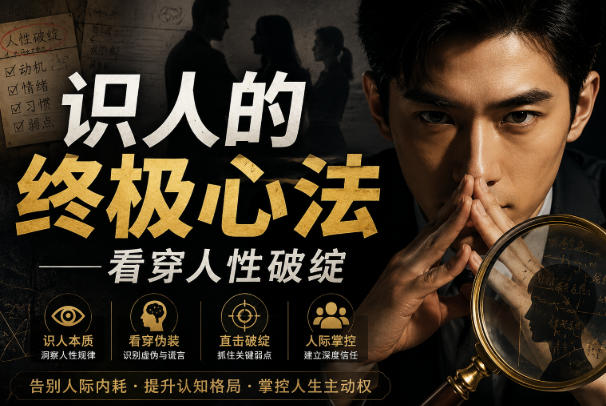 付费文章：识人的终极心法——看穿人性破绽网赚项目-副业赚钱-互联网创业-资源整合老八网赚资源