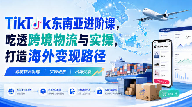 TikTok东南亚进阶课，吃透跨境物流与实操，打造海外变现路径网赚项目-副业赚钱-互联网创业-资源整合老八网赚资源
