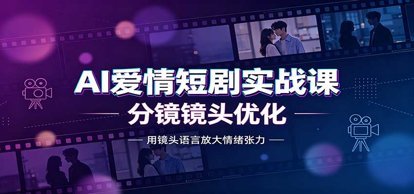 AI爱情短剧实战课：故事剧本创作，分镜镜头优化，智能体提示词网赚项目-副业赚钱-互联网创业-资源整合老八网赚资源