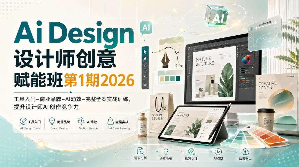 Ai Design设计师创意赋能班第1期2026｜工具入门‑商业品牌‑AI动效‑完整全案实战训练，提升设计师AI创作竞争力网赚项目-副业赚钱-互联网创业-资源整合老八网赚资源