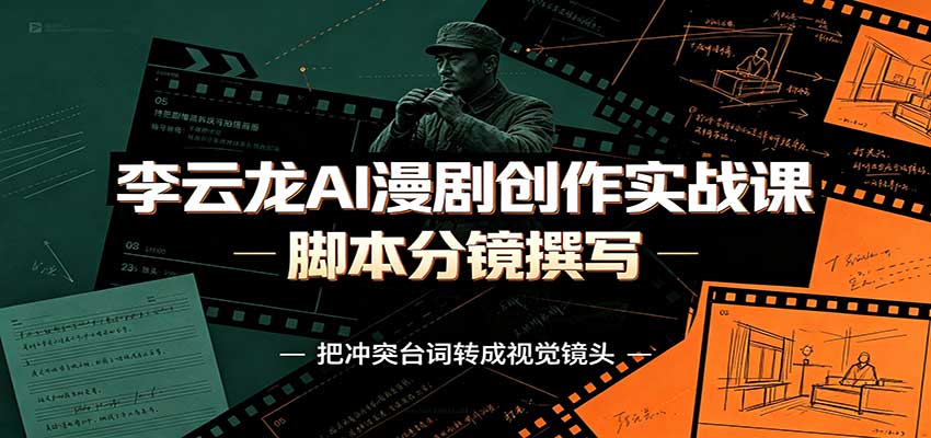 李云龙AI漫剧创作实战课:角色人设还原,脚本分镜撰写,AI漫剧成片完整制作教学网赚项目-副业赚钱-互联网创业-资源整合老八网赚资源