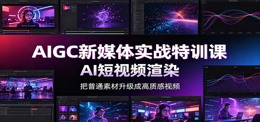 AIGC新媒体实战特训课：工具入门实操，AI短视频渲染，数字人商业视频制作网赚项目-副业赚钱-互联网创业-资源整合老八网赚资源