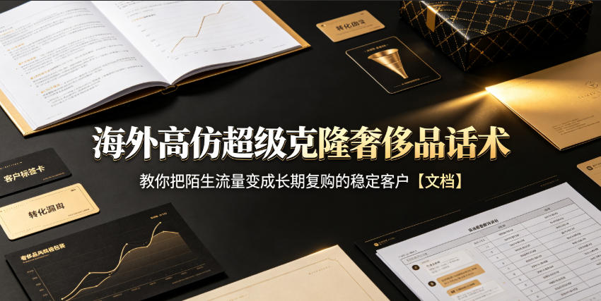 海外高仿超级克隆奢侈品话术，教你把陌生流量变成长期复购的稳定客户【文档】网赚项目-副业赚钱-互联网创业-资源整合老八网赚资源