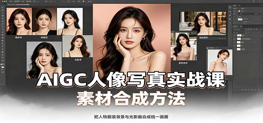 AIGC人像写真实战课：软件平台部署筹备，素材合成方法，多题材写真案例网赚项目-副业赚钱-互联网创业-资源整合老八网赚资源