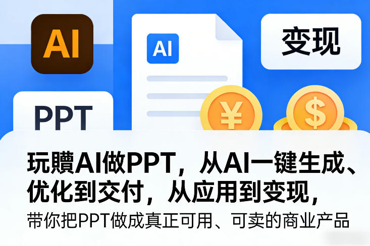 玩賺AI做PPT，从AI一键生成、优化到交付，从应用到变现，带你把PPT做成真正可用、可卖的商业产品(更新0904)网赚项目-副业赚钱-互联网创业-资源整合老八网赚资源