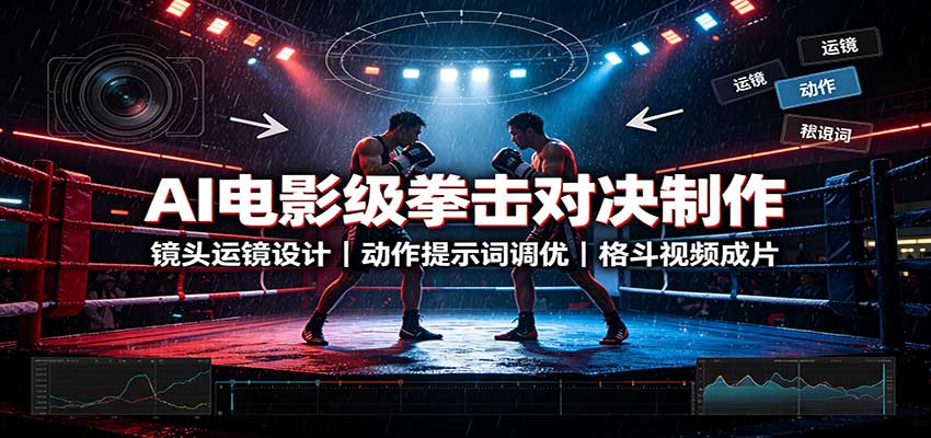 AI电影级拳击对决制作:镜头运镜设计,动作提示词调优,格斗视频成片网赚项目-副业赚钱-互联网创业-资源整合老八网赚资源