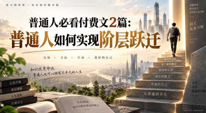 普通人必看付费文2篇：普通人如何实现阶层跃迁网赚项目-副业赚钱-互联网创业-资源整合老八网赚资源