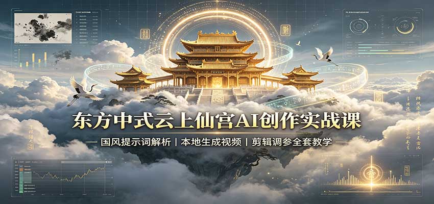 东方中式云上仙宫AI创作实战课：国风提示词解析，本地生成视频，剪辑调参全套教学网赚项目-副业赚钱-互联网创业-资源整合老八网赚资源