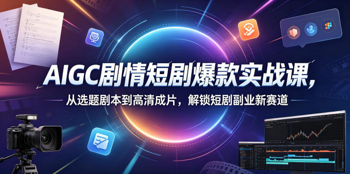 AIGC剧情短剧爆款实战课，从选题剧本到高清成片，解锁短剧副业新赛道(更新0906)网赚项目-副业赚钱-互联网创业-资源整合老八网赚资源