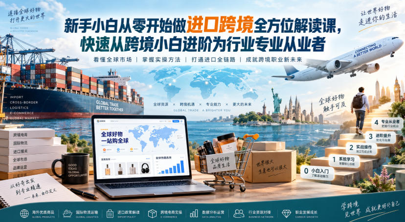新手小白从零开始做进口跨境全方位解读课，快速从跨境小白进阶为行业专业从业者网赚项目-副业赚钱-互联网创业-资源整合老八网赚资源