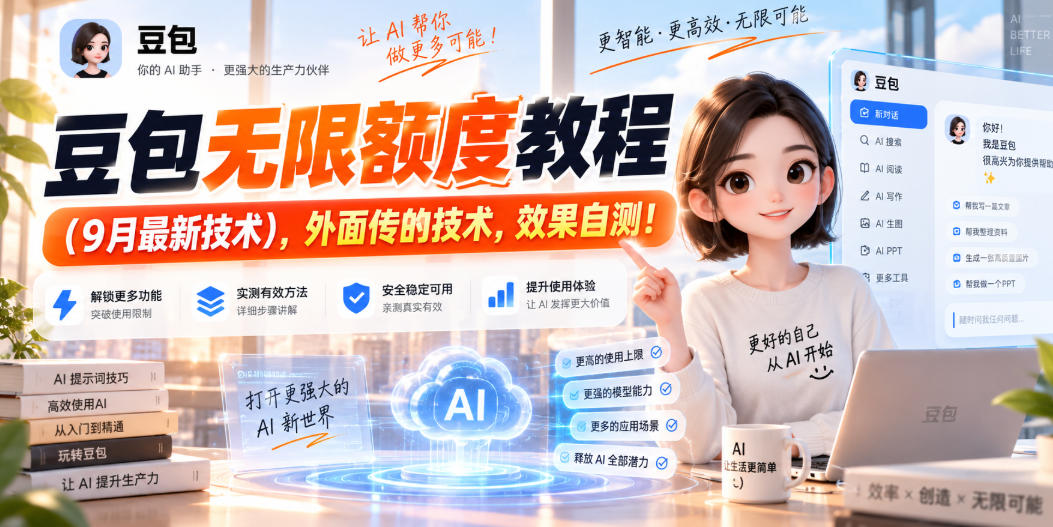 豆包无限额度教程(9月最新技术)，外面传的技术，效果自测！网赚项目-副业赚钱-互联网创业-资源整合老八网赚资源