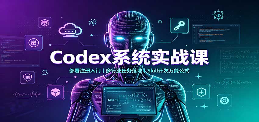 Codex系统实战课：部署注册入门，多行业任务落地，Skill开发万能公式网赚项目-副业赚钱-互联网创业-资源整合老八网赚资源