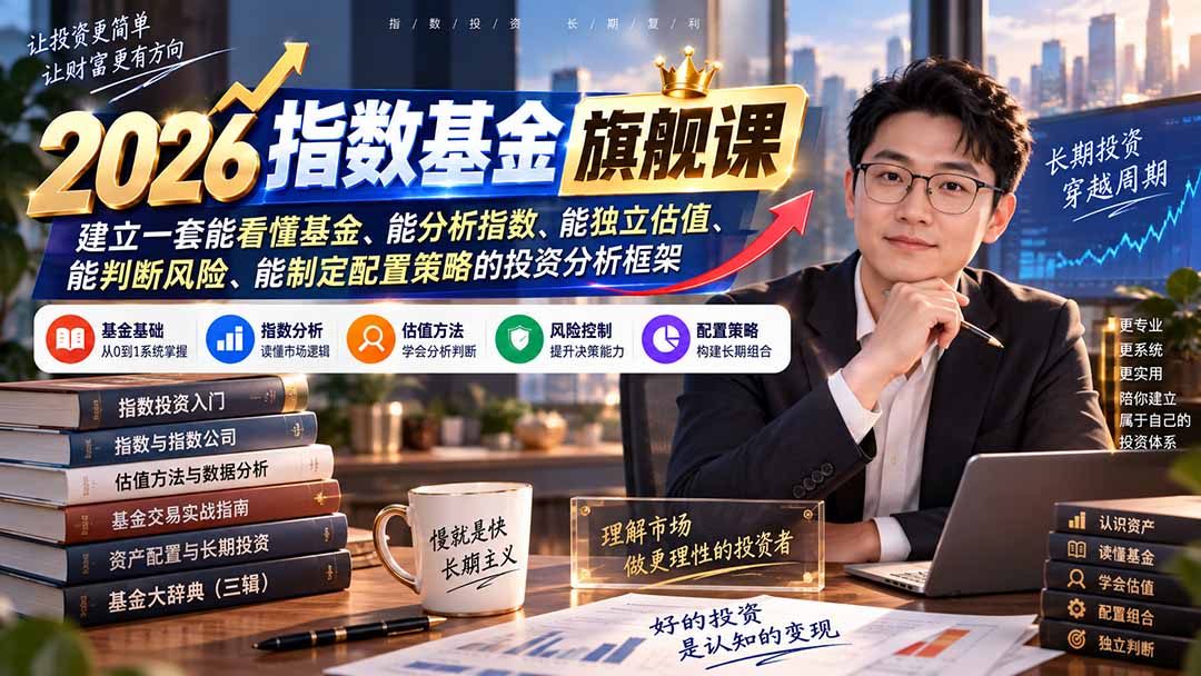 2026指数基金旗舰课｜建立一套能看懂基金、能分析指数、能独立估值、能判断风险、能制定配置策略的投资分析框架网赚项目-副业赚钱-互联网创业-资源整合老八网赚资源