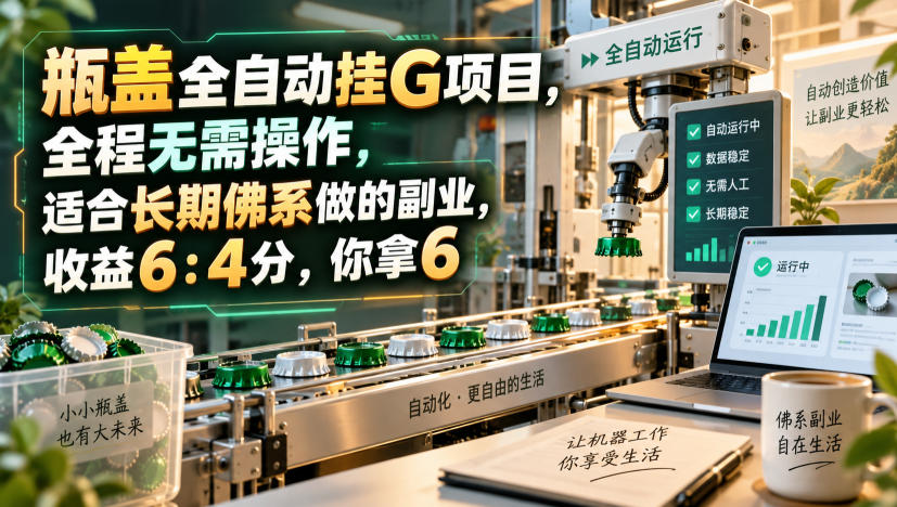 10bc47cdbf323e7245ee0ea0096e4dc1.jpeg 瓶盖全自动挂G项目,全程无需操作,适合长期佛系做的副业,收益6:4分,你拿6【揭秘】