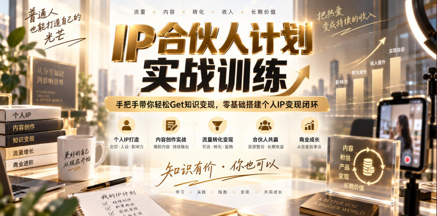 5d0a96632c05daa3e7038d75a065e807.jpeg IP合伙人计划实战训练,手把手带你轻松Get知识变现,零基础搭建个人IP变现闭环(更新260908)