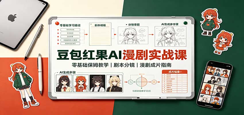 豆包红果AI漫剧实战课：零基础保姆教学，剧本分镜，漫剧成片指南网赚项目-副业赚钱-互联网创业-资源整合老八网赚资源