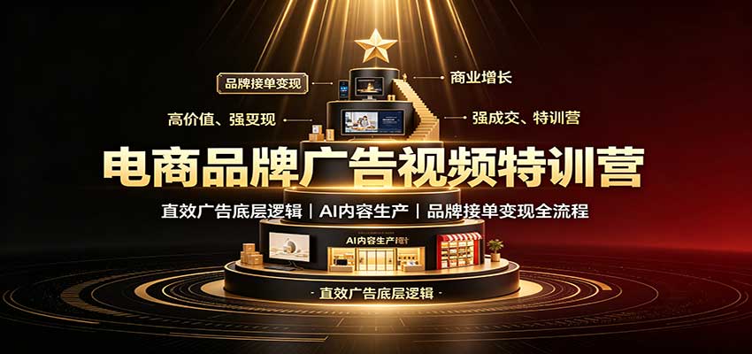 电商品牌广告视频特训：直效广告底层逻辑，AI内容生产，品牌接单变现全流程网赚项目-副业赚钱-互联网创业-资源整合老八网赚资源