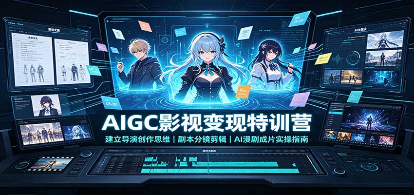 AIGC影视变现特训营：建立导演创作思维，剧本分镜剪辑，AI漫剧成片实操指南网赚项目-副业赚钱-互联网创业-资源整合老八网赚资源