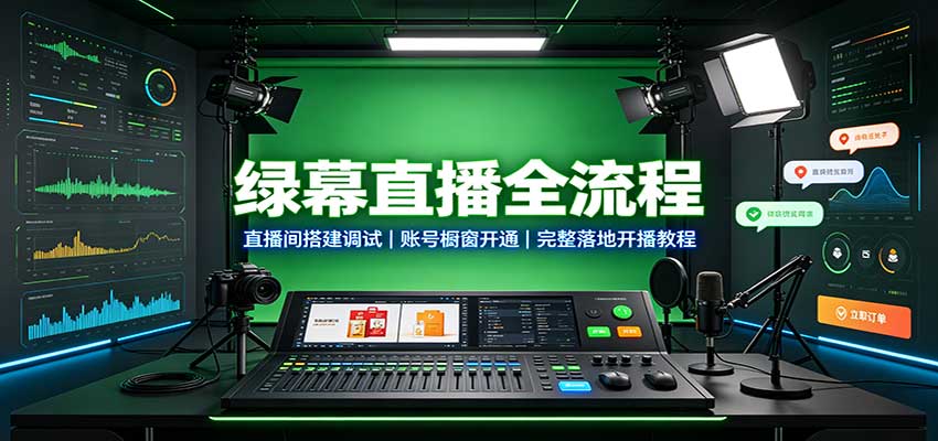 绿幕直播全流程：直播间搭建调试，账号橱窗开通，完整落地开播教程网赚项目-副业赚钱-互联网创业-资源整合老八网赚资源